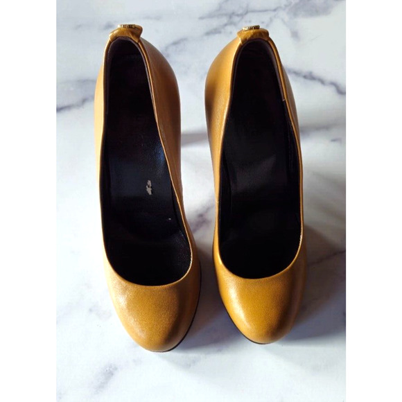 Gucci Womens Pumps 38 US 8 Tan Leather Interlocking G High Heels Slip On Shoes - Picture 2 of 16